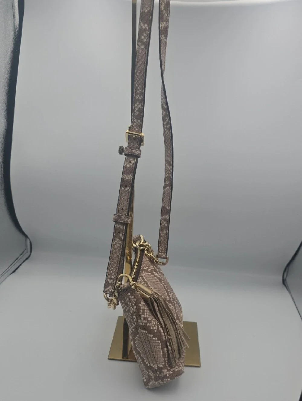 Michael Kors Brown Snake-Print Crossbody Bag